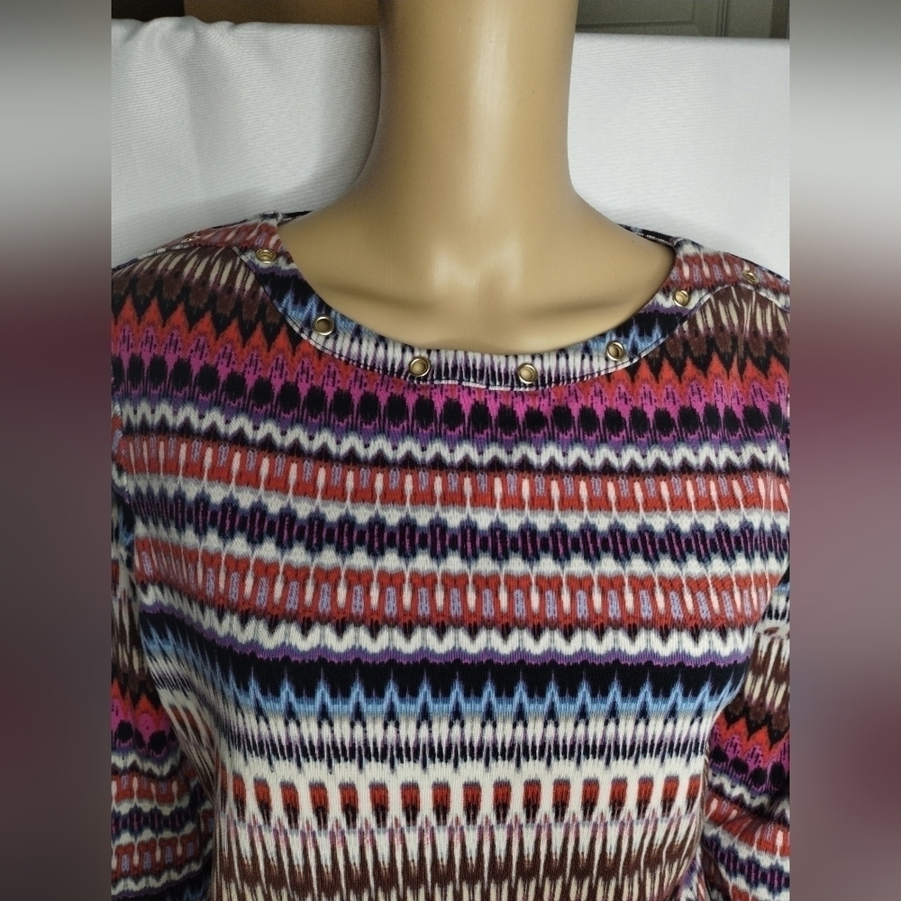 Rafaella women's size medium petite striped long sleeve blouse shirt top - Picture 4 of 6